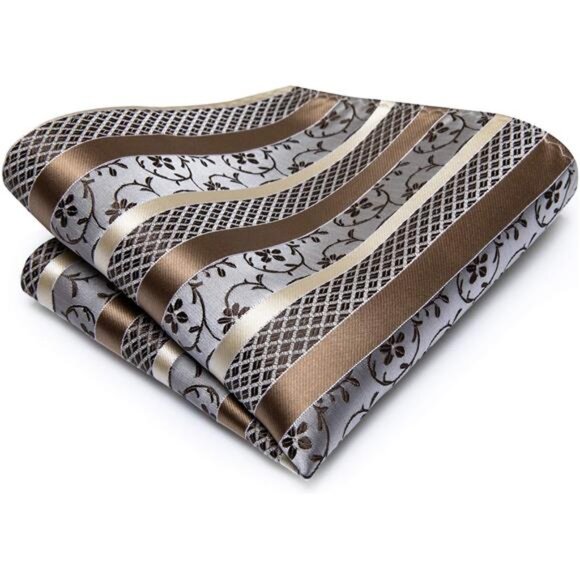 Silk Paisley Ties for Men Necktie Pocket Square Cufflinks Set Foral Tie - Picture 6 of 7